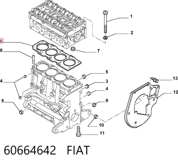 Uszczelka głowicy cylindrów 60664642 Fiat/Alfa/Lancia