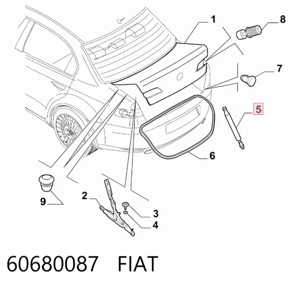 Amortyzator klapy bagażnika (3/5 drzwi-tylnych) 60680087 Fiat/Alfa/Lancia