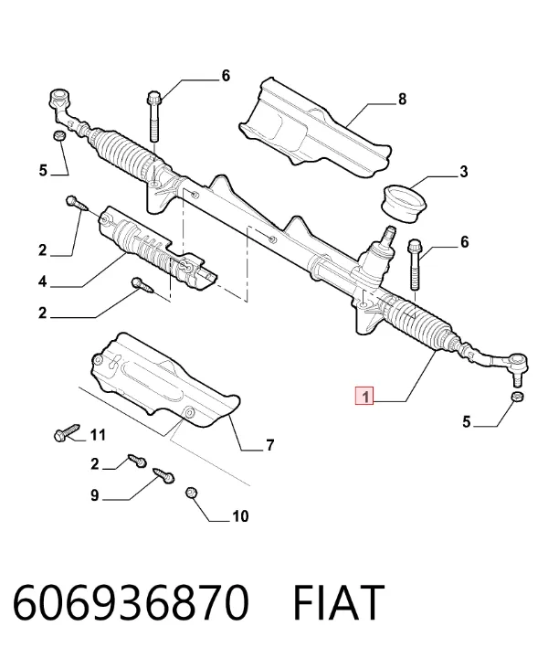 Listwa kierownicza (maglownica) 606936870 Fiat/Alfa/Lancia