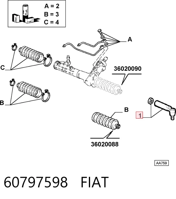 Końcówka drążka kierowniczego zewnętrzna 60797598 Fiat/Alfa/Lancia