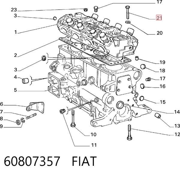 Śruba głowicy cylindrów 60807357 Fiat/Alfa/Lancia