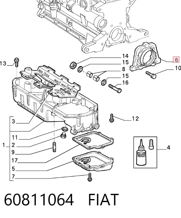 Uszczelniacz wału korbowego silnika tylny 60811064 Fiat/Alfa/Lancia
