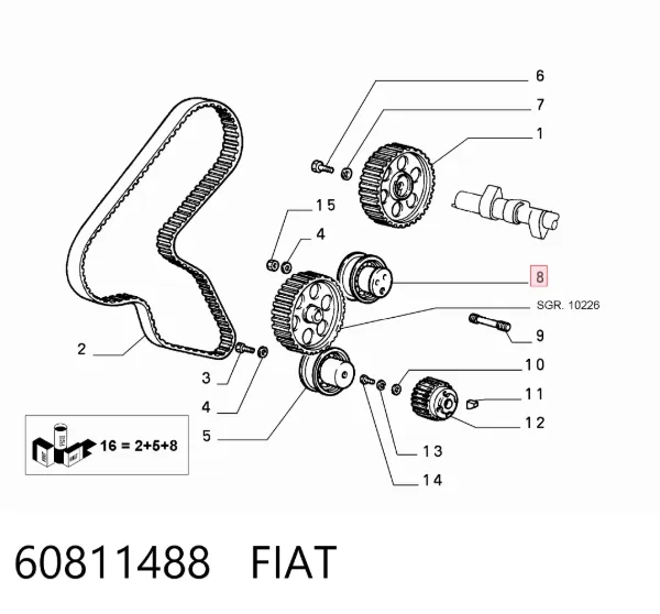 Rolka napinacza paska rozrządu 60811488 Fiat/Alfa/Lancia