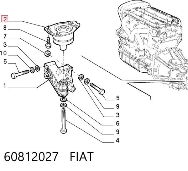 Poduszka (podpora) silnika lewa 60812027 Fiat/Alfa/Lancia