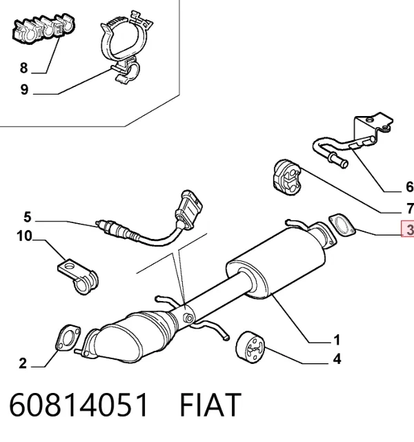 Uszczelka rury odbiornika tłumika 60814051 Fiat/Alfa/Lancia