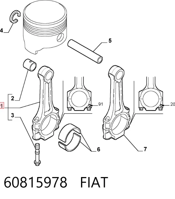 Korbowód tłoka silnika 60815978 Fiat/Alfa/Lancia