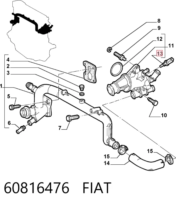 Czujnik temperatury płynu chłodzącego 60816476 Fiat/Alfa/Lancia