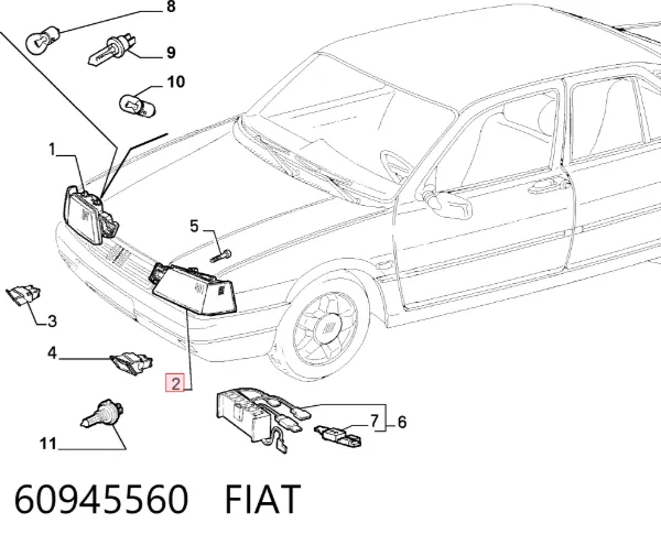 Reflektor lewy 60945560 Fiat/Alfa/Lancia