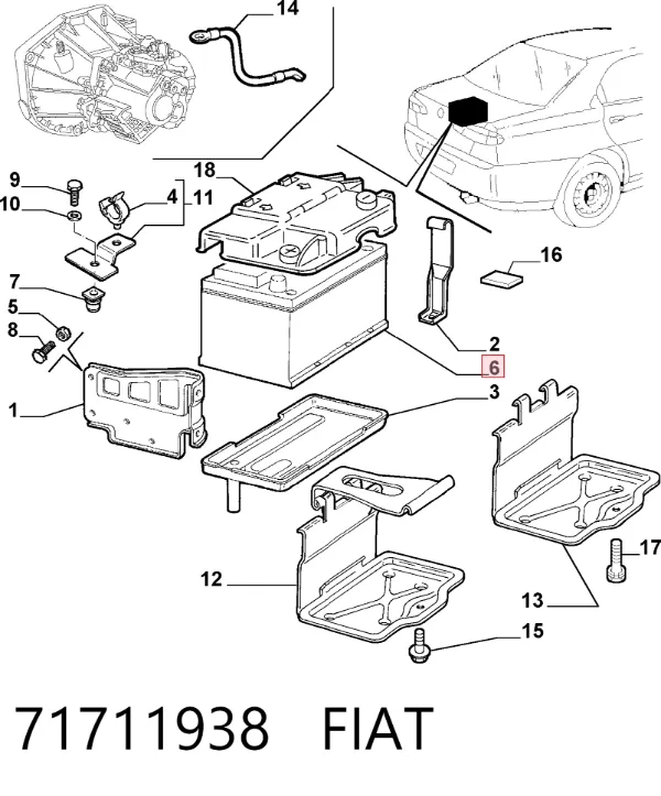 Bateria (akumulator) 71711938 Fiat/Alfa/Lancia