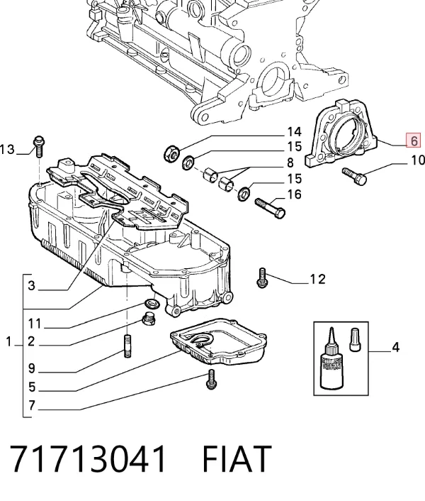Uszczelniacz wału korbowego silnika tylny 71713041 Fiat/Alfa/Lancia