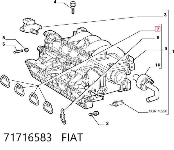 Uszczelka kolektora ssącego 71716583 Fiat/Alfa/Lancia