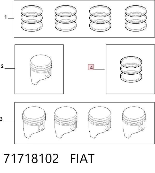 Zestaw pierścieni tłokowych do silnika, STD 71718102 Fiat/Alfa/Lancia