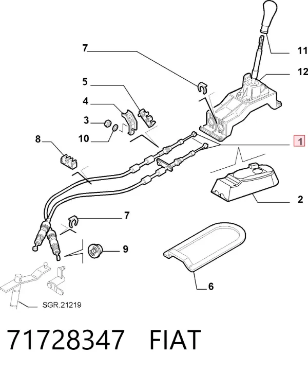 Linka dźwigni zmiany biegów podwójna 71728347 Fiat/Alfa/Lancia