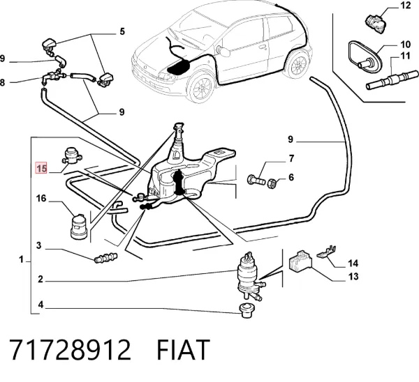 Korek zbiornika spryskiwacza 71728912 Fiat/Alfa/Lancia