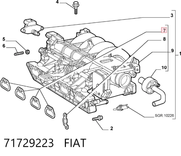 Uszczelka kolektora ssącego 71729223 Fiat/Alfa/Lancia