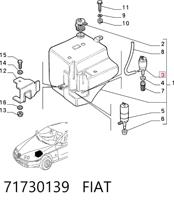 Pompka spryskiwacza szyby przedniej 71730139 Fiat/Alfa/Lancia