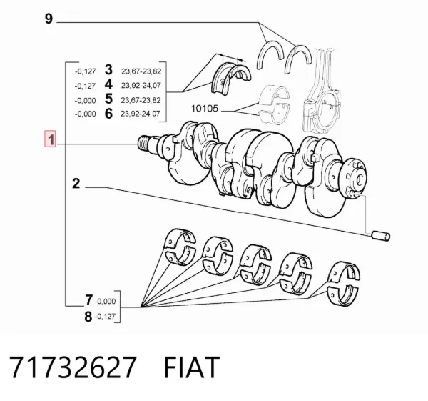Wał korbowy silnika Fiat Albea 172