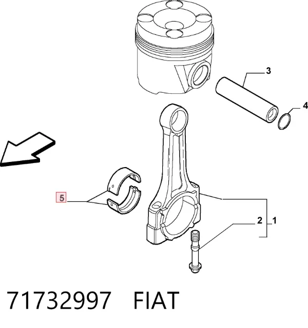 Panewki korbowodowe wału korbowego, zestaw, 1. naprawa (+0,25) 71732997 Fiat/Alfa/Lancia