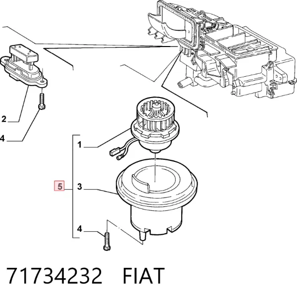 Silniczek wentylatora nagrzewnicy (ogrzewacza wnętrza) 71734232 Fiat/Alfa/Lancia