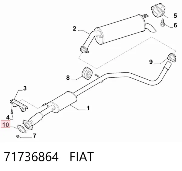 Uszczelka rury odbiornika tłumika 71736864 Fiat/Alfa/Lancia