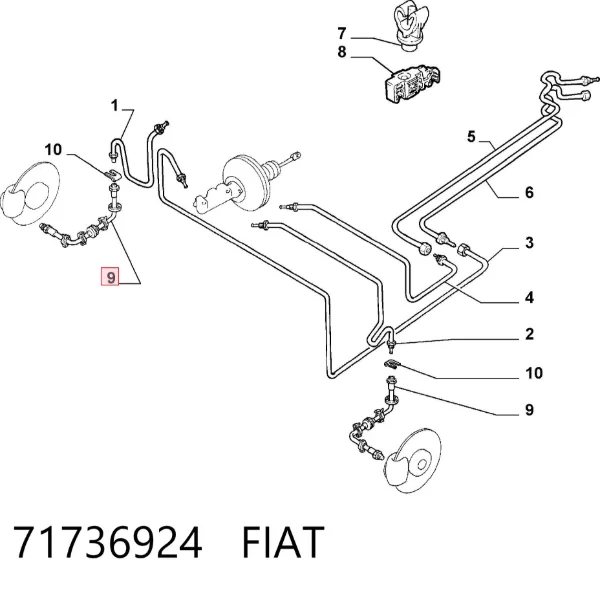 Przewód hamulcowy przedni 71736924 Fiat/Alfa/Lancia