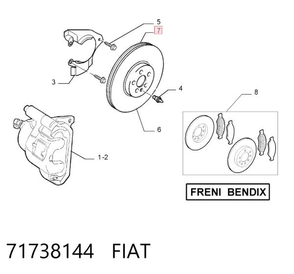 Tarcza hamulcowa przednia 71738144 Fiat/Alfa/Lancia