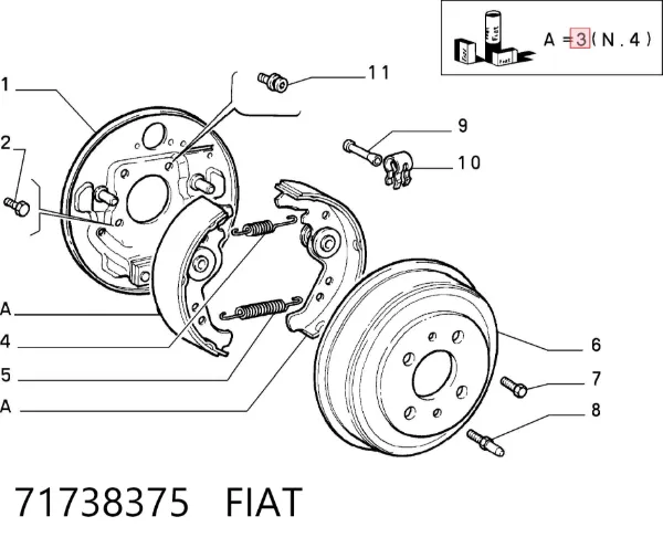 Klocki hamulcowe tylne bębnowe 71738375 Fiat/Alfa/Lancia