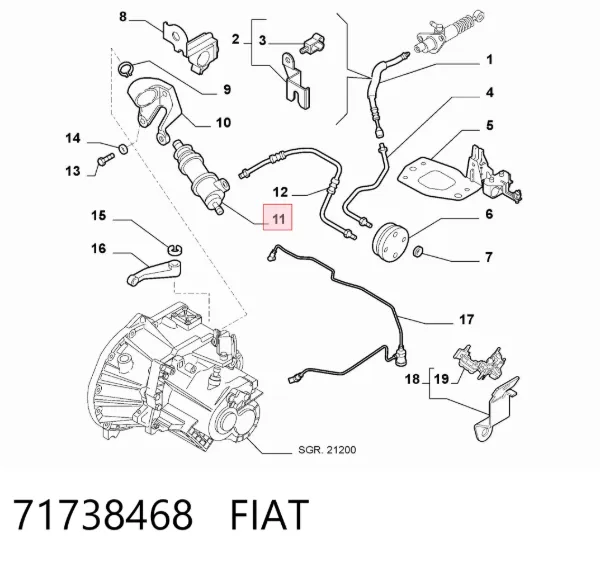 Cylinder roboczy sprzęgła 71738468 Fiat/Alfa/Lancia