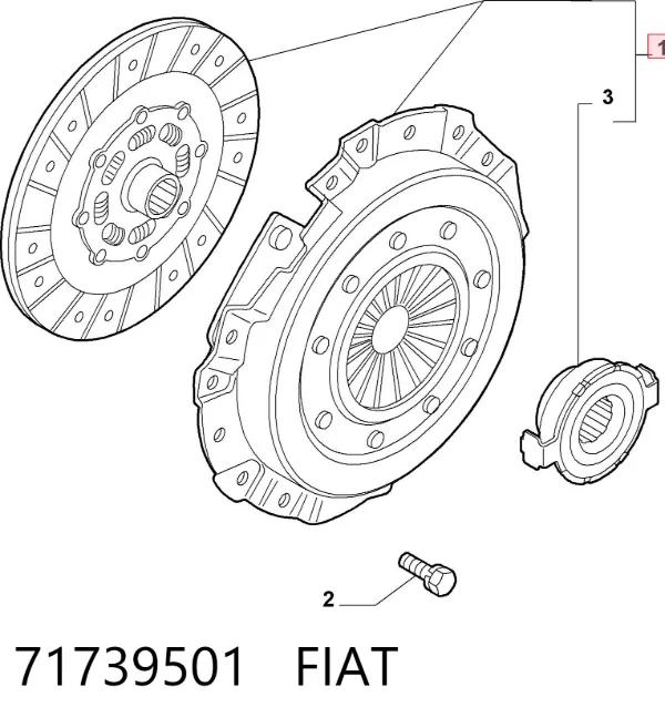 Zestaw sprzęgła (3 części) 71739501 Fiat/Alfa/Lancia