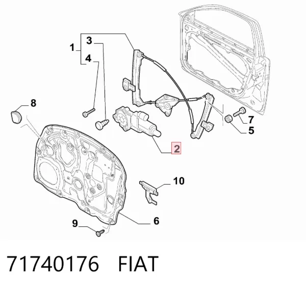 Silniczek podnośnika szyby drzwi przednich lewych 71740176 Fiat/Alfa/Lancia