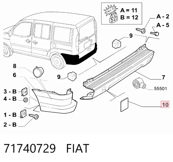 Lampa odblaskowa zderzaka tylnego 71740729 Fiat/Alfa/Lancia