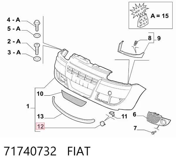 Zaślepka haku holowniczego zderzaka przednia 71740732 Fiat/Alfa/Lancia