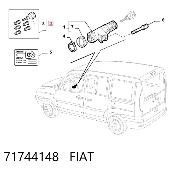 Zestaw wkładek zamków 71744148 Fiat/Alfa/Lancia