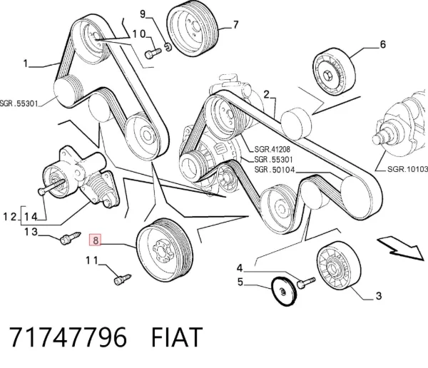 Koło pasowe wału korbowego 71747796 Fiat/Alfa/Lancia
