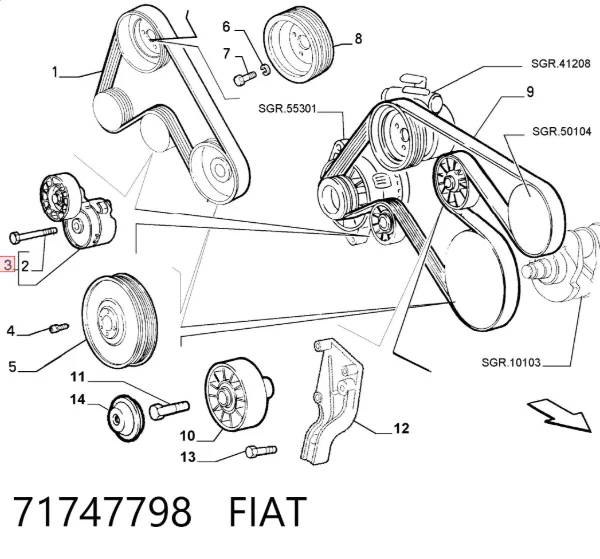 Napinacz paska napędowego 71747798 Fiat/Alfa/Lancia