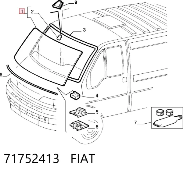 Szyba przednia Fiat Ducato II