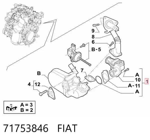 Zawór recyrkulacji spalin EGR 71753846 Fiat/Alfa/Lancia