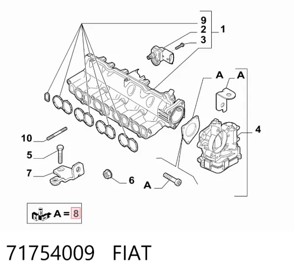 Uszczelka kolektora ssącego 71754009 Fiat/Alfa/Lancia