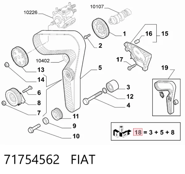 Pasek rozrządu, zestaw 71754562 Fiat/Alfa/Lancia