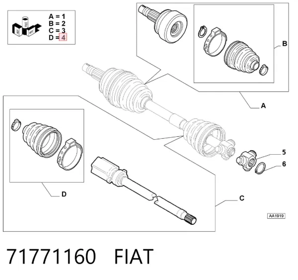 Osłona przegubu homokinetycznego półosi przedniej wewnętrzna 71771160 Fiat/Alfa/Lancia
