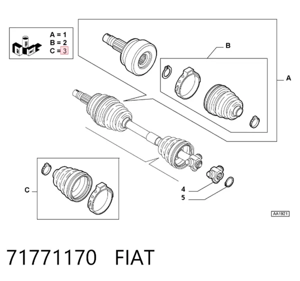 Osłona przegubu homokinetycznego półosi przedniej wewnętrzna 71771170 Fiat/Alfa/Lancia