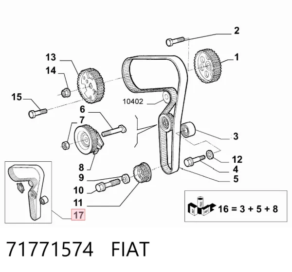 Pasek rozrządu, zestaw 71771574 Fiat/Alfa/Lancia