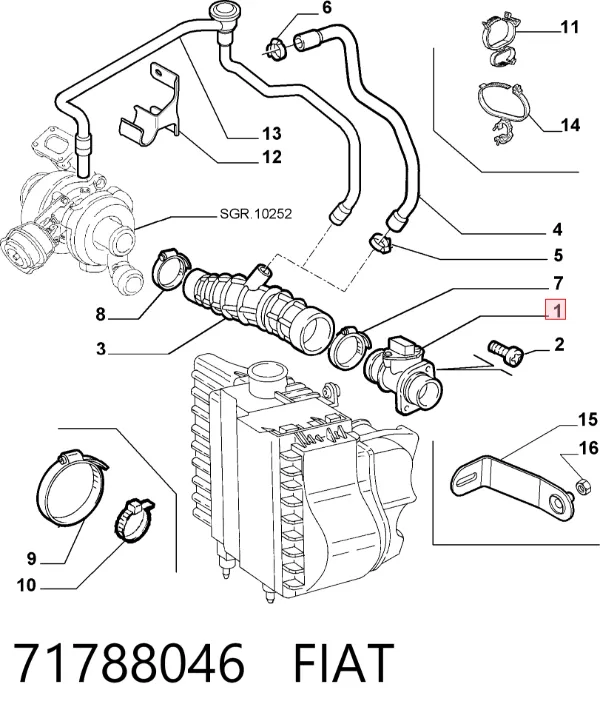 Czujnik przepływu powietrza, przepływomierz powietrza M.A.F. 71788046 Fiat/Alfa/Lancia