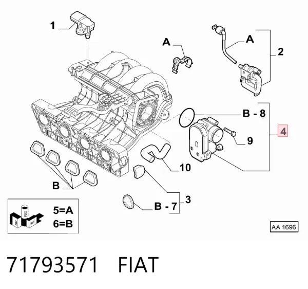 Przepustnica, komplet 71793571 Fiat/Alfa/Lancia