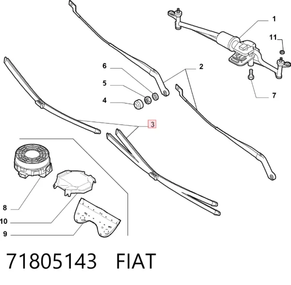 Pióro wycieraczki szyby przedniej, zestaw (2 szt.) 71805143 Fiat/Alfa/Lancia