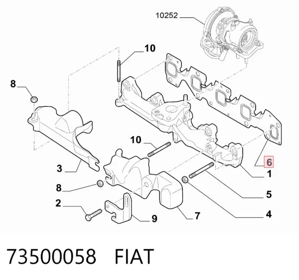 Uszczelka kolektora wydechowego 73500058 Fiat/Alfa/Lancia