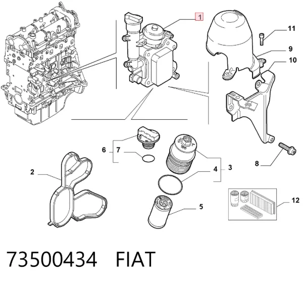 Obudowa filtra oleju 73500434 Fiat/Alfa/Lancia