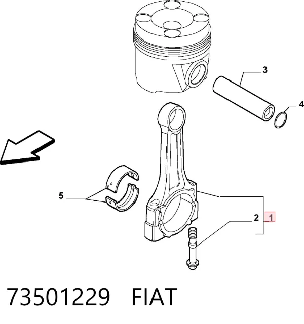 Korbowód tłoka silnika 73501229 Fiat/Alfa/Lancia
