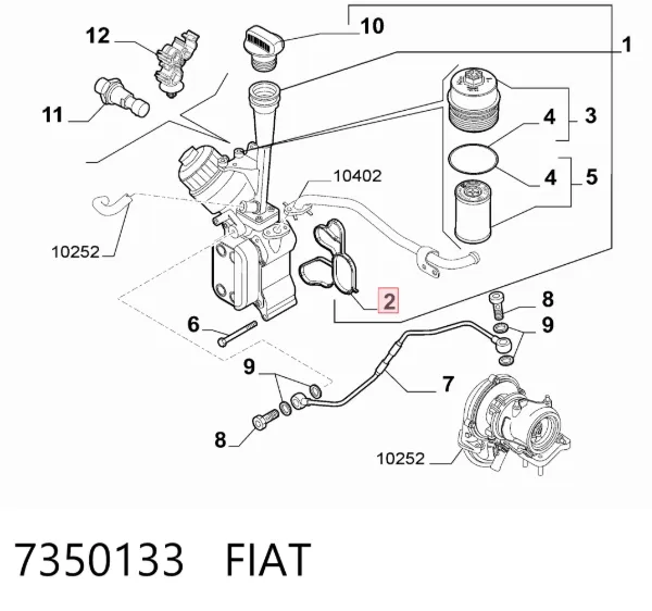 Uszczelka adaptera filtra oleju 7350133 Fiat/Alfa/Lancia