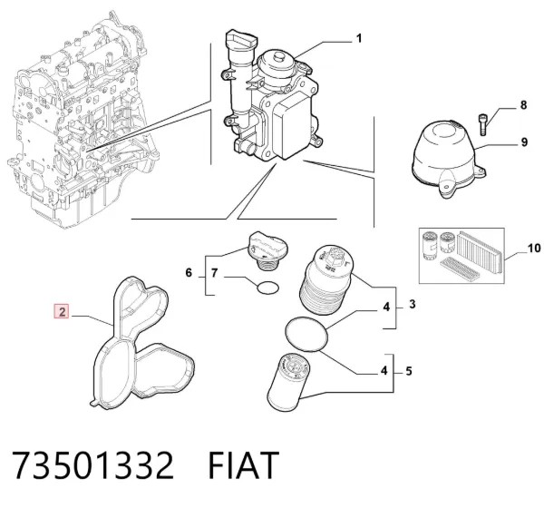 Uszczelka adaptera filtra oleju 73501332 Fiat/Alfa/Lancia
